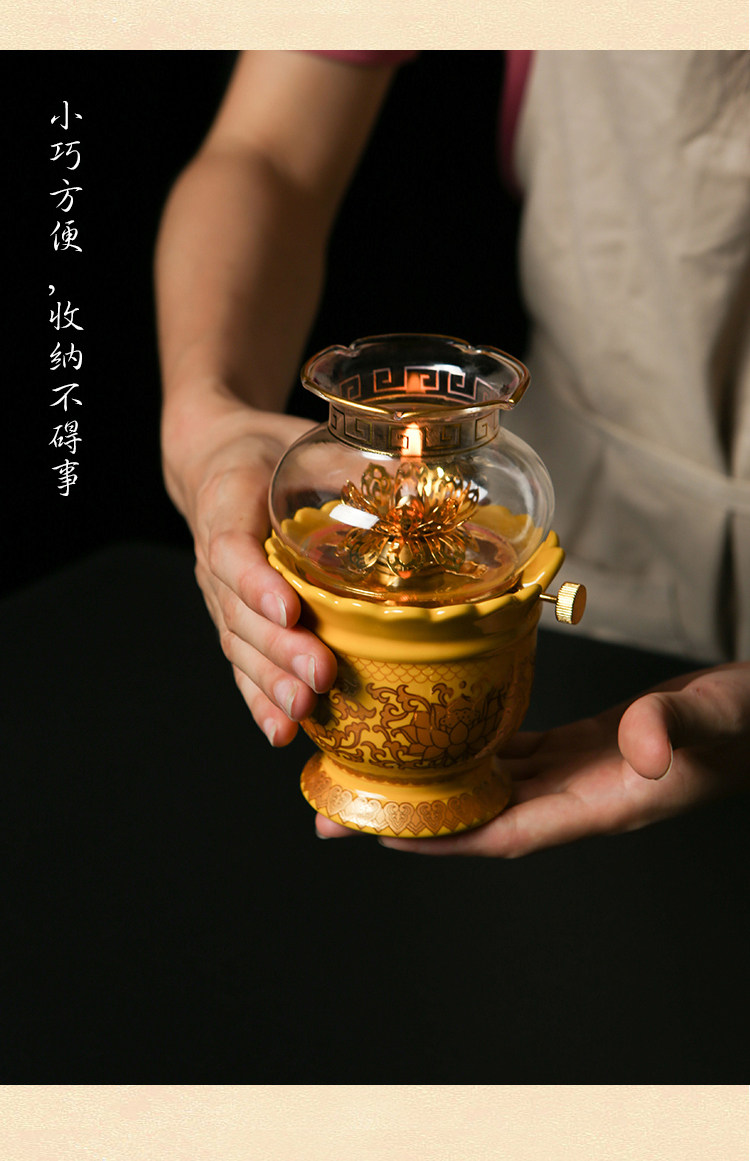 供佛陶瓷家用液体酥油灯食用油佛前观音灯罩莲花供灯摆件寺庙佛堂