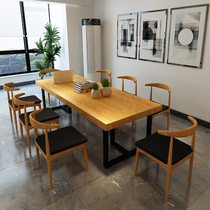 LOFT solid wood industrial wind conference table long table simple modern table and chair combination desk large meeting table