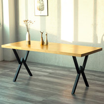 Nordic Wrought iron solid wood dining table Designer simple table Modern metal household desk Small apartment large plate table