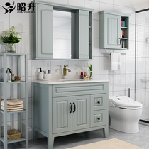 American toilet floor-standing bathroom cabinet Oak feng shui Mirror wash hand basin cabinet combination light luxury solid wood wash table