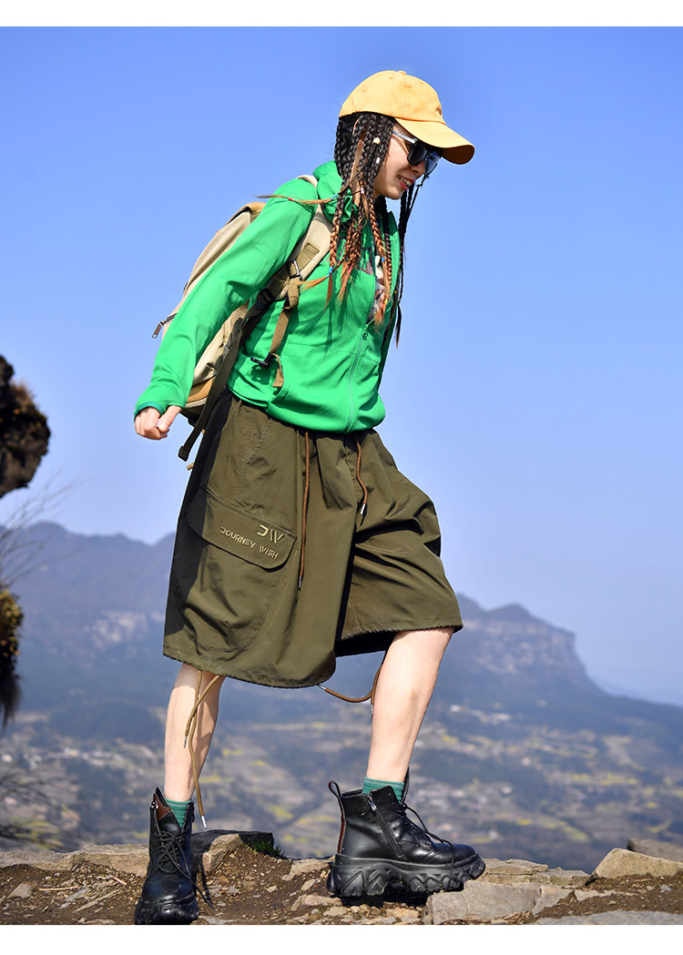 卓尼维斯户外休闲旅行运动显瘦印花轻薄连帽速干透气外套开衫女式