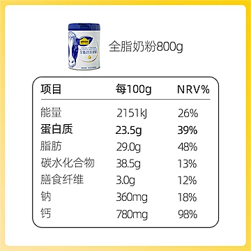 【认养一头牛】全脂/脱脂高钙奶粉800g*2罐[40元优惠券]-寻折猪