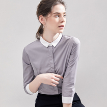 Seven-sleeved shirt woman 2022 new wild liner design sensed small gray medium-sleeved top
