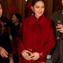 Mantingfang (brown sugar winter) red wool coat female wedding woolen coat 2021 New Winter
