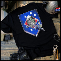 (Tactical bone frog) USMC special forces horse show guest MARSOC print army fan round neck barrel woven cotton T-shirt