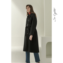 solighter Hepburn Wind Wool Coat Female 2019 Winter Black Temperament Long Wool Coat