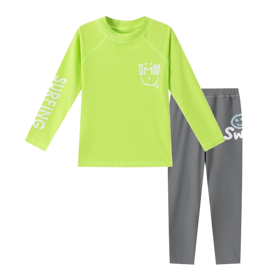 Boys' split long sleeved swimsuit, beach sun protection swimsuit, students' mid to high school single piece top pants swimming suit Boys' split long sleeved swimsuit, beach sun protection swimsuit, students' mid to high school single piece top pants swimming suit