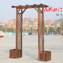 Wood grid bar arches bracket door round arch climbing rattan rosewood Easy grid door plant climbing rattan frame fence door