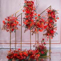 Wedding floral art table layout flower row flower arches flower wall background wall decoration wedding simulation flower road guide Flower