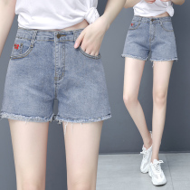 High-waisted retro woolen wide-legged denim shorts womens summer thin loose Net Red a-shaped super shorts tide ins