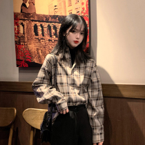 2020 retro Hong Kong flavor long sleeve foreign air Korean version of loose stacked wear plaid shirt female design sense minority spring top