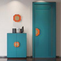 Modern minimalist large door handle leather craftsmanship semicircle handle New Chinese full house custom decorated wood door handle
