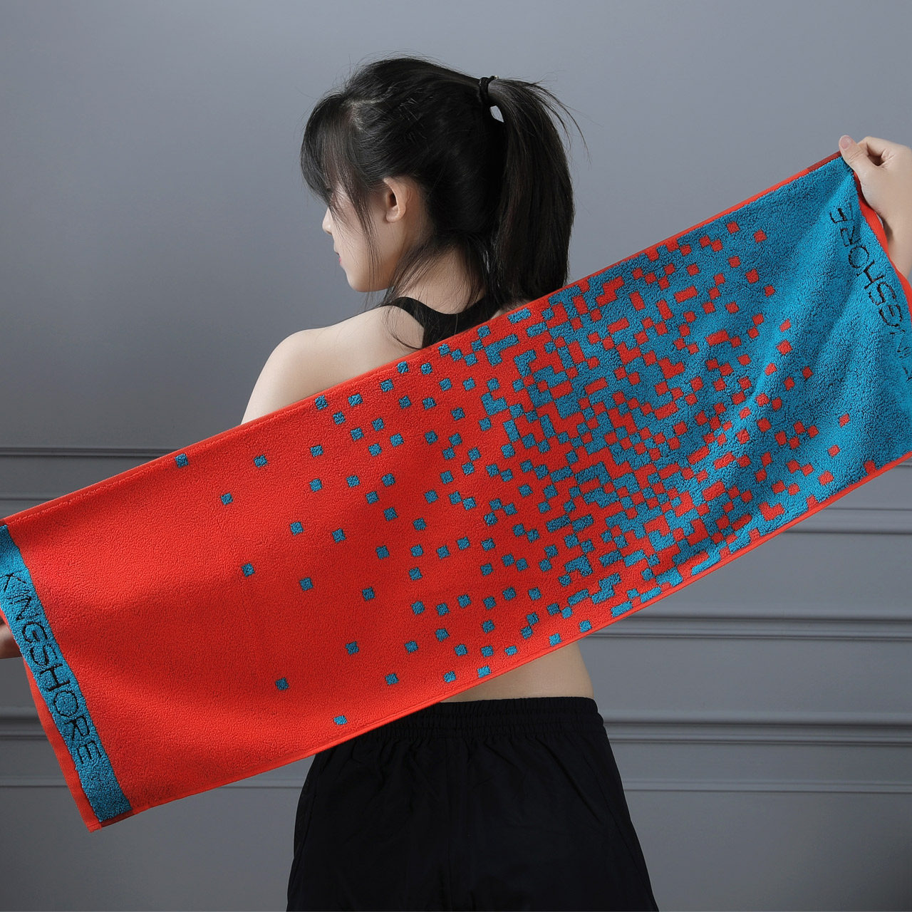 金号纯棉运动巾全棉加长大毛巾男女式擦脸擦汗巾运动时尚桔色