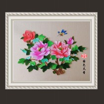 Need to cut Phoenix feather legendary intangible heritage cloth stickers pile embroidery painting handmade DIY material package peony Fu national wind flower