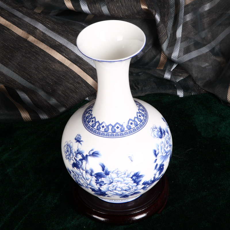 Small design blue and white porcelain vase peony flowers prosperous household act the role ofing is tasted furnishing articles ceramic craft gift