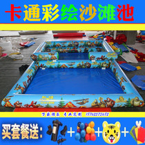 Childrens inflatable sand pool cartoon painting thickened Cassia beach pool toy set large square night market stalls