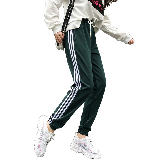 Spring and summer leggings women wear thin loose casual side three bars college wind sports beam feet nine points pants tide Spring and summer leggings women wear thin loose casual side three bars college wind sports beam feet nine points pants tide