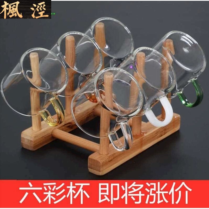 Creative glass cups heat - resistant household kung fu tea set transparent single master cup upset take 6