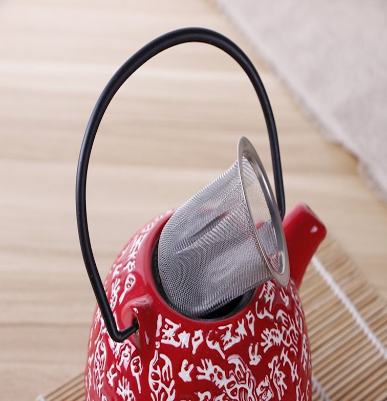 Stainless steel mesh filter Japanese round pot of tea net Korean tea tea accessories insulation glass teapot teacup hook