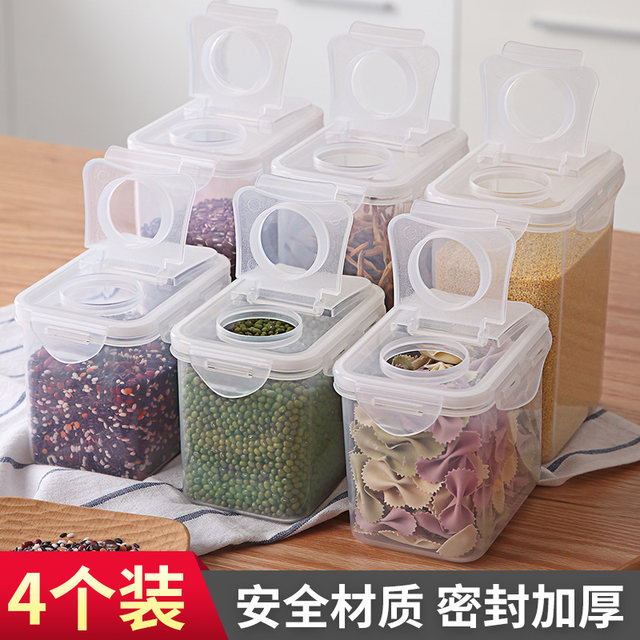 Canister cereals food storage box refrigerator crisper rectangular flap food-grade plastic seal pot Canister cereals food storage box refrigerator crisper rectangular flap food-grade plastic seal pot