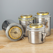 Pipe tobacco storage moisturizing tank Metal size with hygrometer moisturizing tank Coffee bean tea tank