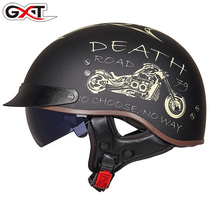 GXT motorcycle helmet Mens and womens half helmet retro electric car motorcycle summer lightweight half helmet Harley Calf