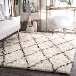 High-end Beni Ourain Carpet Nordic handmade carpet Moroccan rhombus line black and white rhombus pattern guest