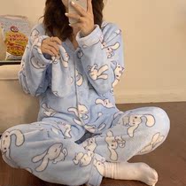 Jade Gui Dog Sleepwear Women Winter Soft stretches of coral velvet inns Wind students Lovely sweet and thickened with velvety and velvety stay-at-home clothing