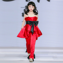 Girls dress 2021 new childrens tide clothing fashion noble model catwalk little girl piano performance clothing high-end