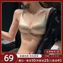 Underwear Summer thin Poly Woo No Steel Ring Small Chest Adjustment Type Closeted Breast bra Sexy no-scarred merry-back bra