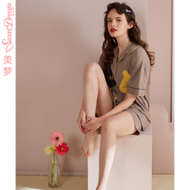 Dream casual pajamas female spring summer cotton short-sleeved shorts home clothes thin cardigan large size two-piece set