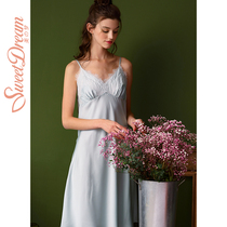 Dream Nightdress Womens summer Thin Ice Silk sexy sex with chest pad pajamas hot suspender skirt casual dress skirt