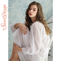 Beautiful dream spring and autumn sweet nightgown girl cotton long sleeve summer thin Palace princess style very fairy pajamas skirt