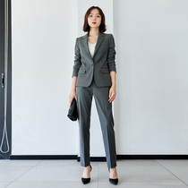 (anti-wrinkle stretch) advanced sense professional suit suit female spring and autumn high-end gray suit business high-end formal dress
