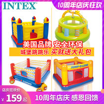 Intex Childrens bouncy castle Indoor trampoline Household small jump bed game house Naughty Castle toys