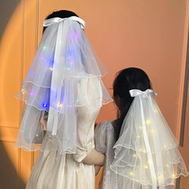 Childrens headdress new glowing head yarn Net red fairy breath bow shake sound with photo props little girl hair accessories