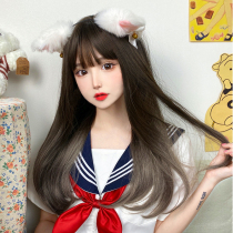Wig lolita female summer hair simulation natural full hood type gradient long straight hair Japanese princess cut wig cover