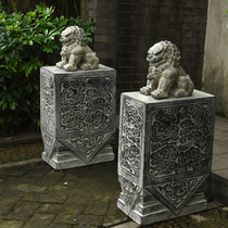 Town house lucky auspicious cloud door holding drum stone beast antique pair of lion stone drum door pier stone pier base in front of the door
