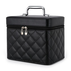 New cosmetic bag portable large -capacity hand -made makeup box Pu diamond travel cosmetics storage bag storage box