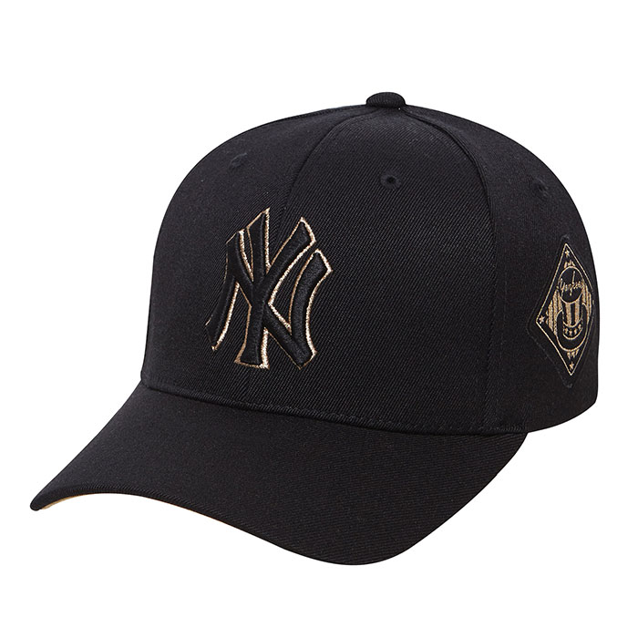 韩国mlb棒球帽洋基队ny粉色金标帽子男女可调节情侣帽鸭舌帽