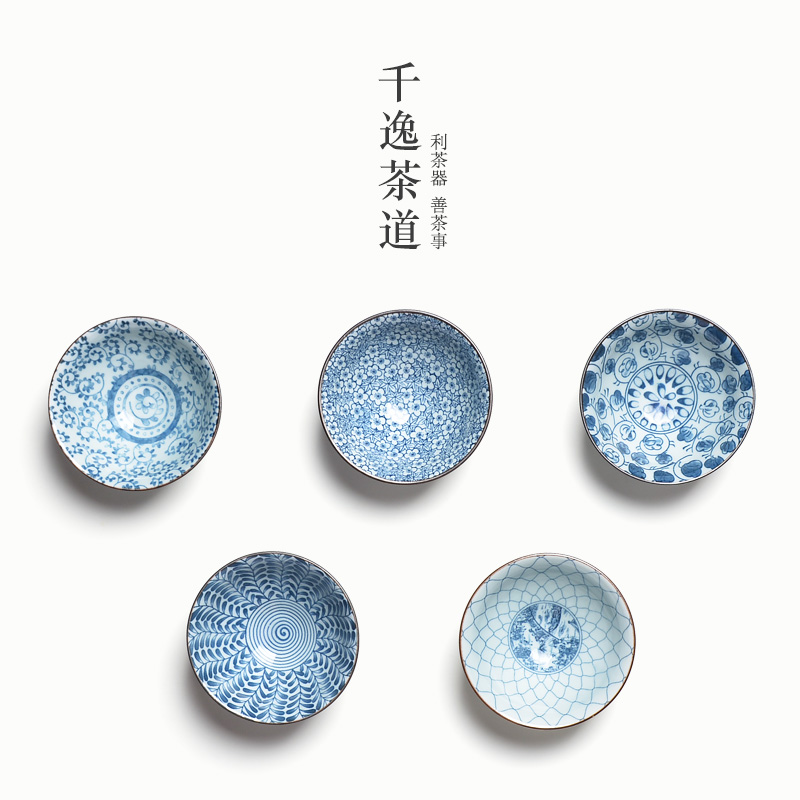 Blue and white porcelain ceramic kung fu master cup single CPU noggin single hat sample tea cup tea bowl, Japanese tea set