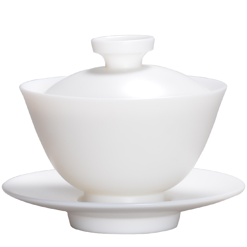 Thousand from white porcelain tureen dehua white three cups to make tea bowl household modern suet jade bowl with kung fu tea set