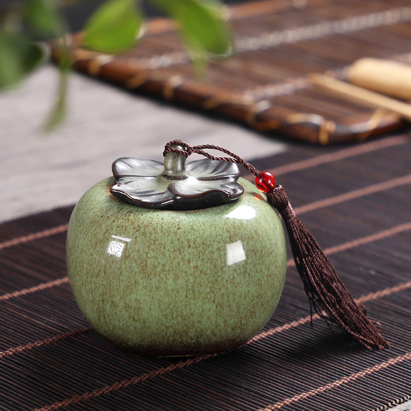 Persimmon Persimmon Persimmon ruyi put tea caddy fixings portable sealed as cans ceramic containers of tea POTS furnishing articles