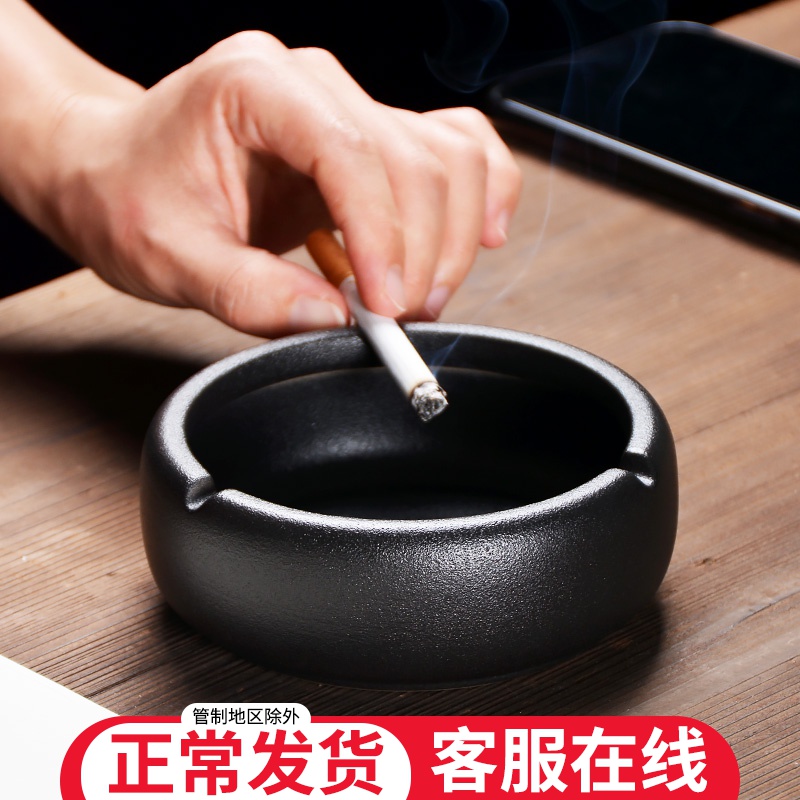 Black pottery ashtray and fly ash home sitting room office ceramic wind restoring ancient ways ashtray ashtray custom hotel