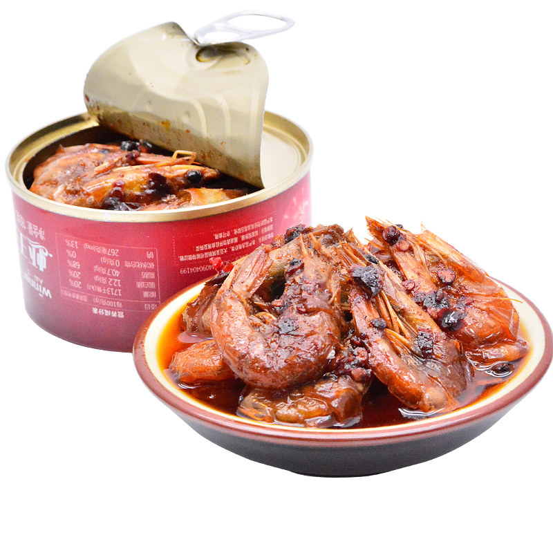 人高一等麻辣虾罐头160g*2/罐 速食食品罐头虾下饭菜 即食虾制品