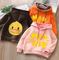 Childrens sweater 2020 winter wear new medium-size children plus velvet padded warm sweatshirt Kids Hooded casual sweater