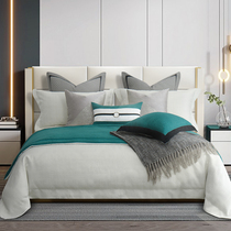 Peacock blue-like inter-bed bedding 12 sets of soft-fit design furniture exhibition hall modern light lavish mashup suit supplies