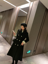 Neon home vintage Hepburn wind waist thin Australian double-sided cashmere medium long coat 2019 new woolen coat