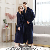 Dressing gown women winter padded extended 2021 autumn and winter couple coral velvet pajamas men flannel bathrobe