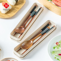 Batch~Hair Xiaomai tableware set Wooden spoon chopstick set Student children chopstick spoon three-piece custom lettering